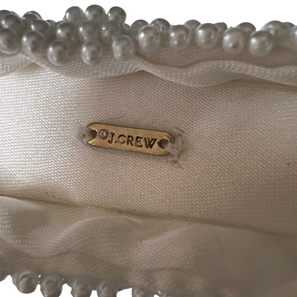 J. Crew White Beaded Knot Headband